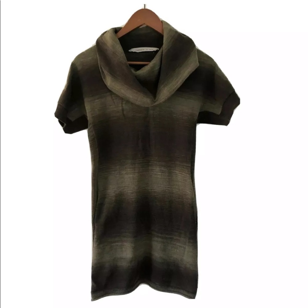Athleta Zuni cowl neck space dye dress SP green